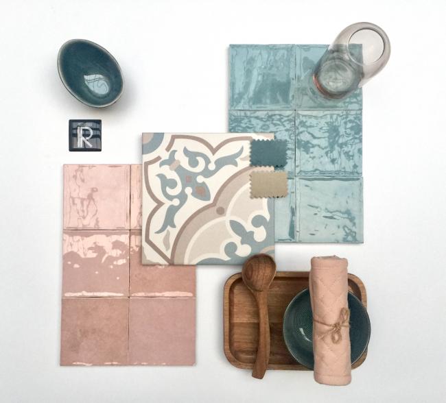 MOODBOARD VIEUX ROSE & TURQUOISE 10X10 GLOSSY